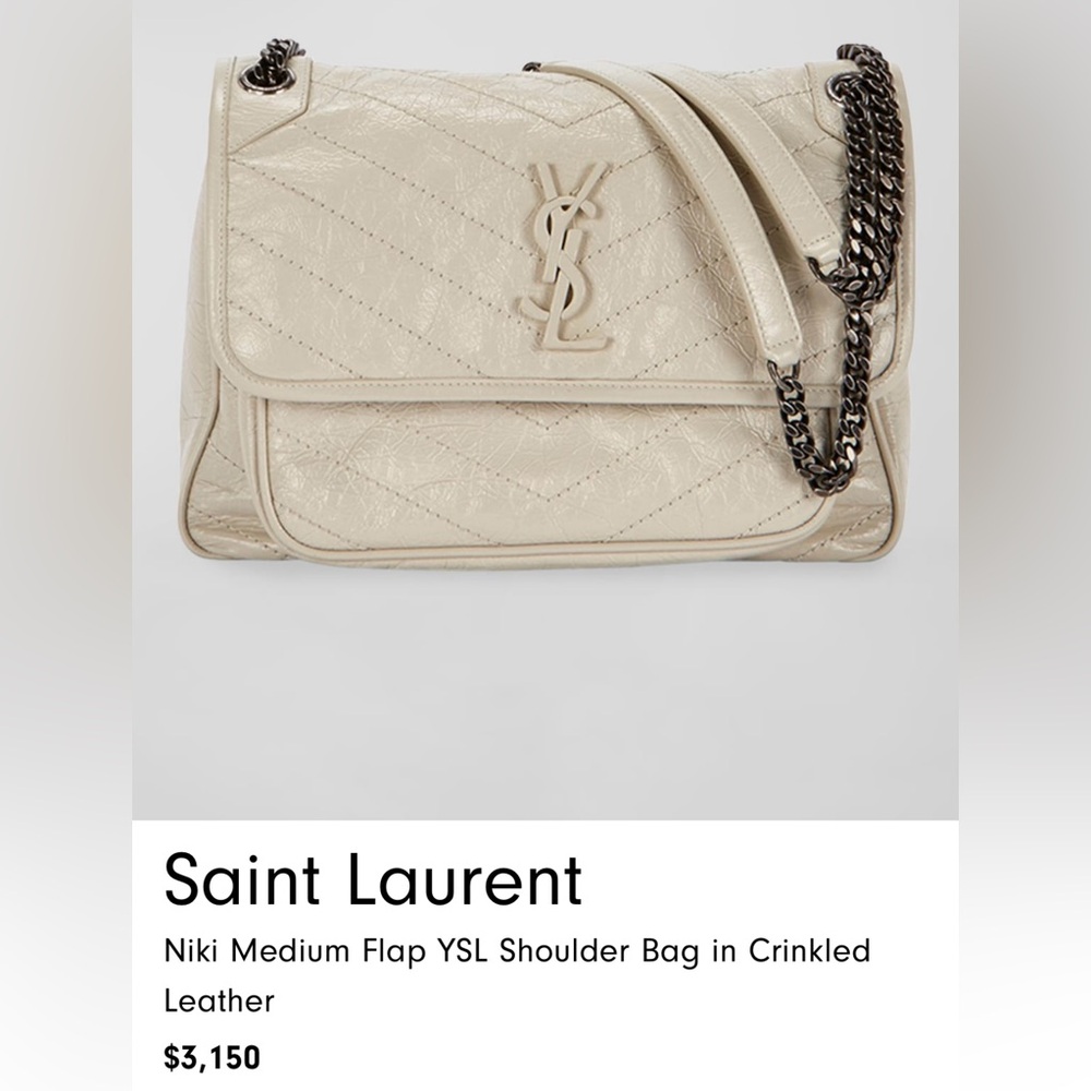 St Laurent- Medium Niki flap handbag in Cream.
Can be work day to night😍